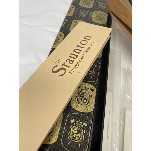 Vintage Staunton 6 Pc Steak Knife Set With Oak & Leather Stropper New - Picture 2 of 10